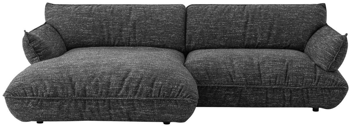 ECKSOFA in Flachgewebe Graubraun  - Graubraun/Schwarz, Design, Kunststoff/Textil (185/264cm) - Emilio Belluti
