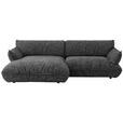 ECKSOFA in Flachgewebe Graubraun  185/264 cm  - Graubraun/Schwarz, Design, Kunststoff/Textil (185/264cm) - Emilio Belluti