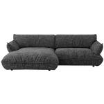 ECKSOFA in Flachgewebe Graubraun  185/264 cm  - Graubraun/Schwarz, Design, Kunststoff/Textil (185/264cm) - Emilio Belluti