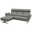 ECKSOFA Hellgrau Flachgewebe  - Hellgrau/Schwarz, Design, Textil/Metall (176-217/279-327cm) - Dieter Knoll