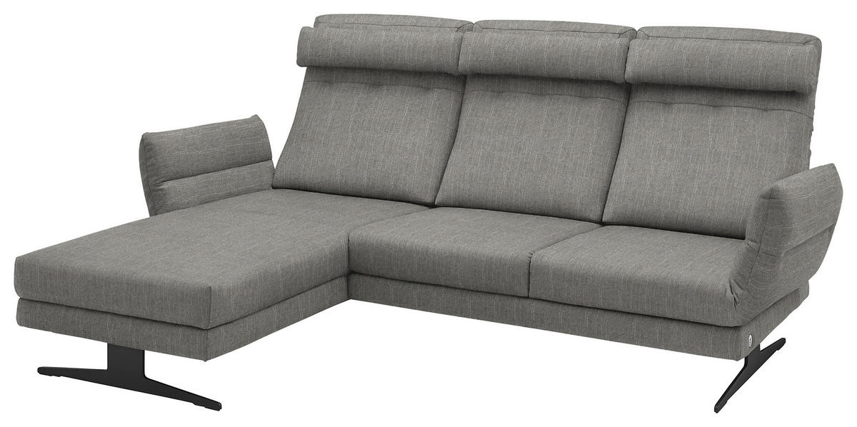 ECKSOFA in Flachgewebe Hellgrau  176-217/279-327 cm  - Hellgrau/Schwarz, Design, Textil/Metall (176-217/279-327cm) - Dieter Knoll