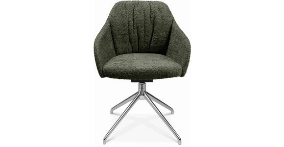 ARMLEHNSTUHL in Aluminium Bouclé - Dunkelgrün/Alufarben, Design, Textil/Metall (58/81,5-84,5/60cm) - Johann Jakob