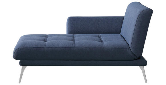 RÉCAMIERE Amira in Dunkelblau  - Chromfarben/Dunkelblau, KONVENTIONELL, Textil/Metall (200/85/106cm) - Novel