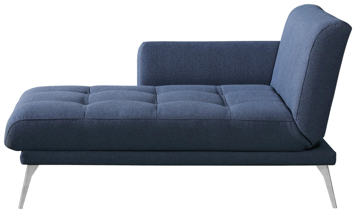 RÉCAMIERE Dunkelblau  - Chromfarben/Dunkelblau, Konventionell, Textil/Metall (200/85/106cm) - Novel