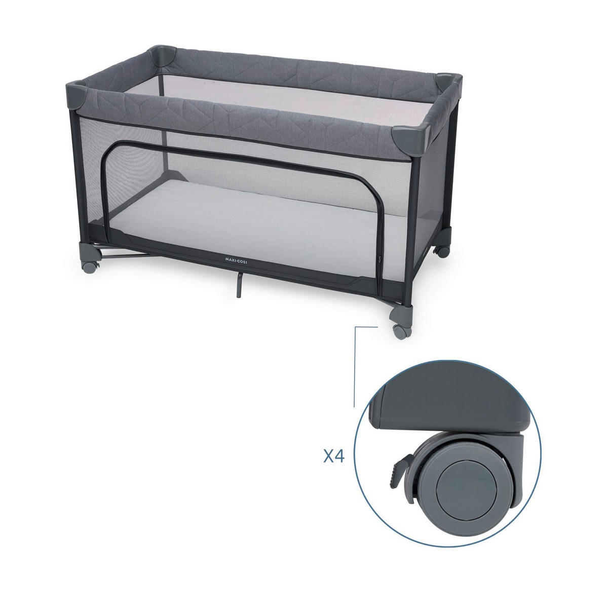 REISEBETT Merlin Grau  - Grau, Basics, Kunststoff/Textil (65/125/73cm) - Maxi-Cosi
