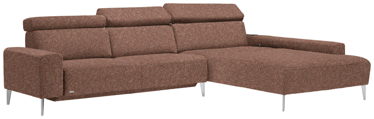 ECKSOFA  in Mikrovelours Terracotta  308/205 cm  - Terracotta/Alufarben, Design, Textil (308/205cm) - Sedda