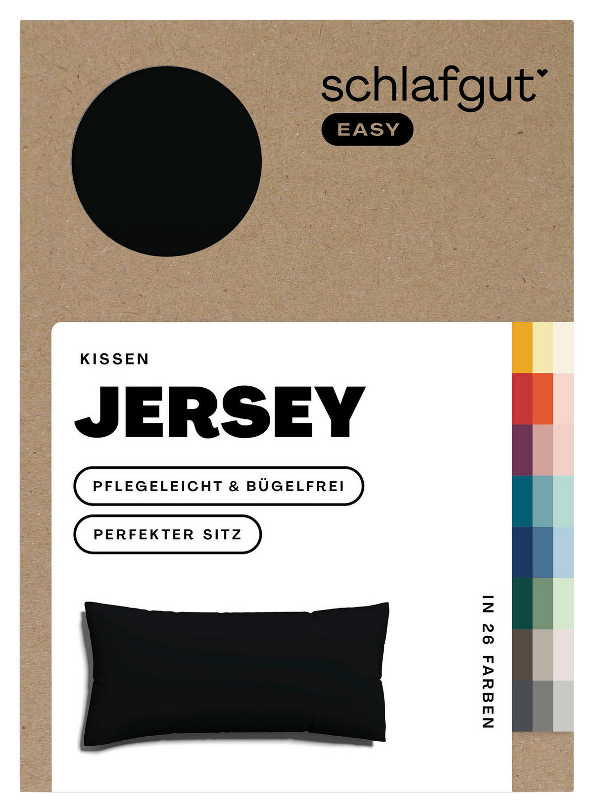 KOPFKISSENBEZUG EASY JERSEY 40/80 cm  - Schwarz, Basics, Textil (40/80cm) - Schlafgut