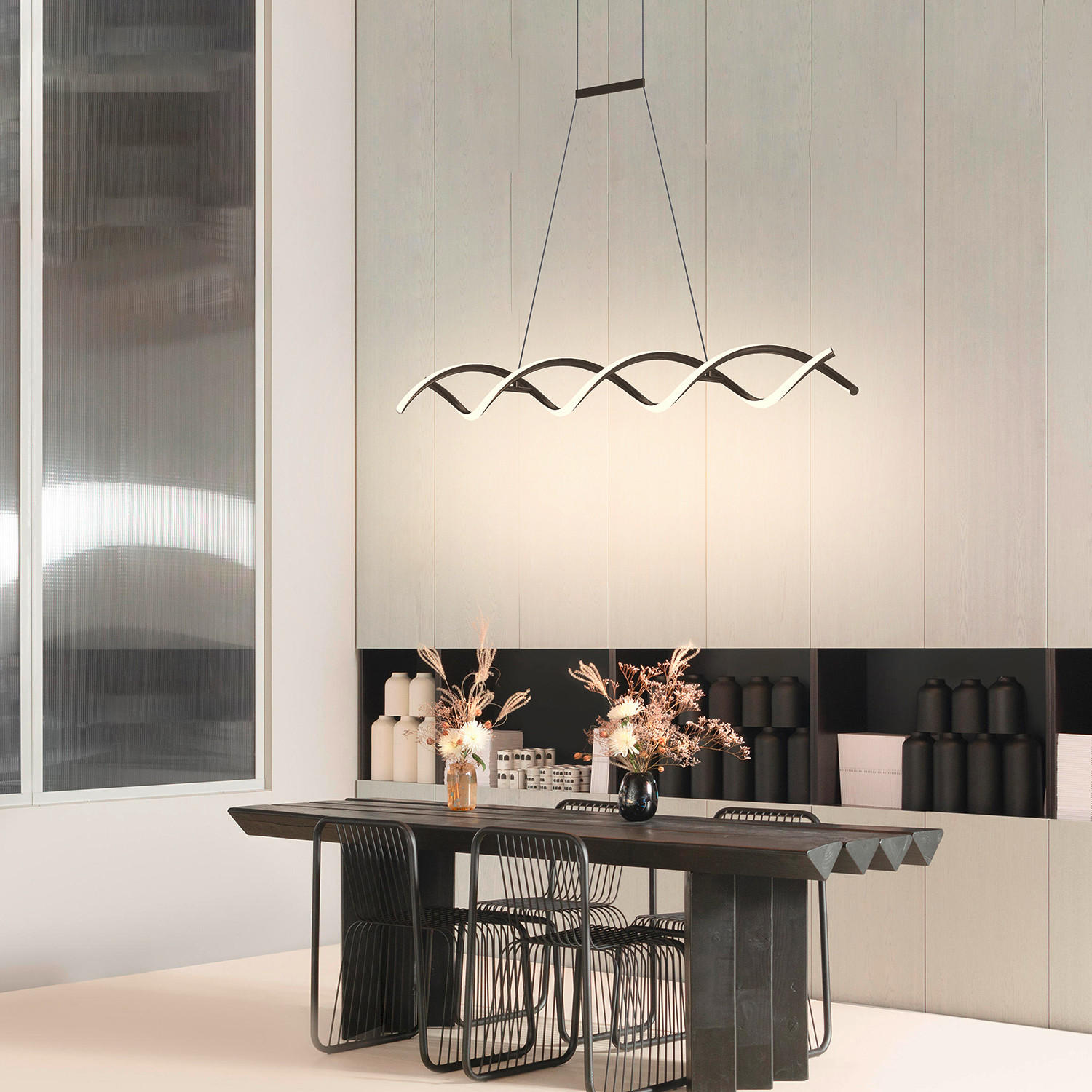 LED-HÄNGELEUCHTE 105/15/150 cm  - Chromfarben/Klar, Design, Glas/Metall (105/15/150cm)