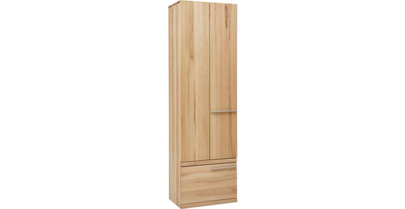 GARDEROBENSCHRANK 60/200/37 cm - Silberfarben/Buchefarben, Natur, Holz/Metall (60/200/37cm) - Valnatura