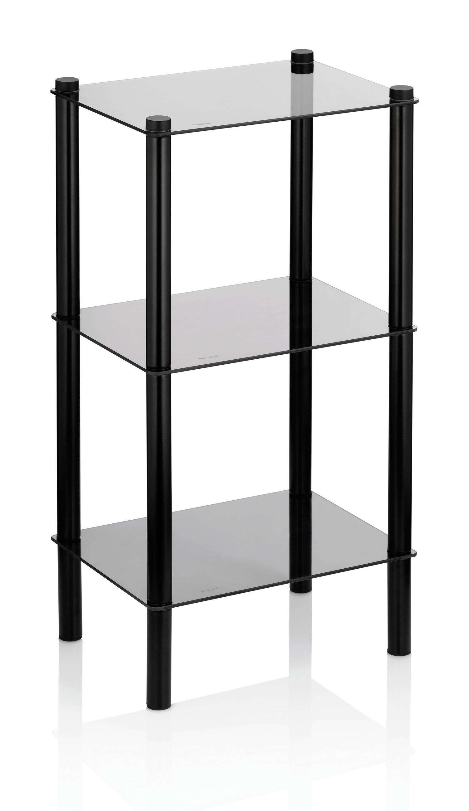 BADEZIMMERREGAL  - Schwarz, Basics, Glas/Metall (40,00/30,00/76,50cm) - Kela