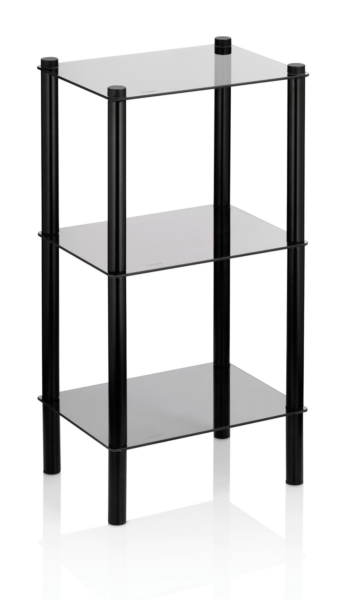 BADEZIMMERREGAL  - Schwarz, Basics, Glas/Metall (40,00/30,00/76,50cm) - Kela