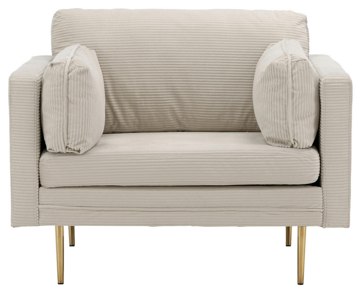 SESSEL in Goldfarben, Beige  - Beige/Goldfarben, Design, Textil/Metall (110/84/86cm) - Livetastic