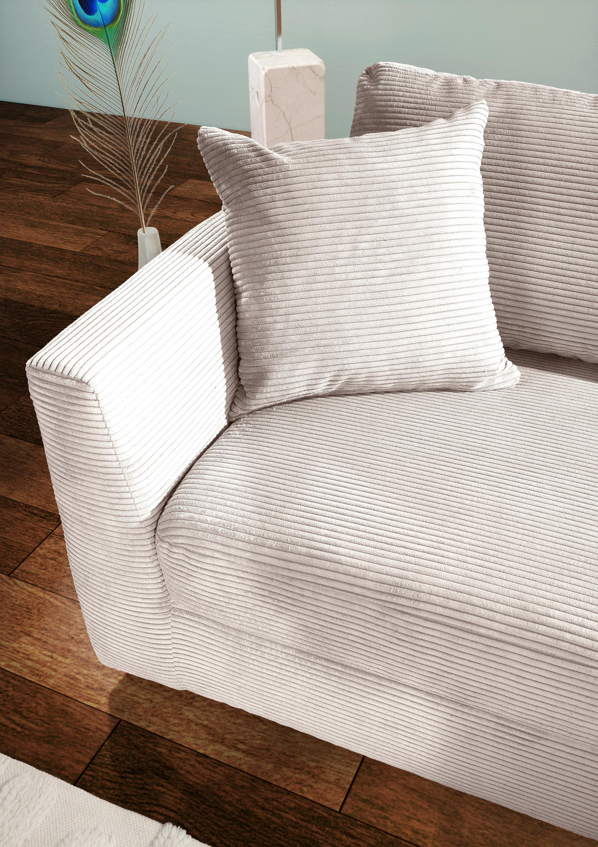 ECKSOFA Naturfarben Cord  - Schwarz/Naturfarben, KONVENTIONELL, Kunststoff/Textil (234/170cm) - Carryhome