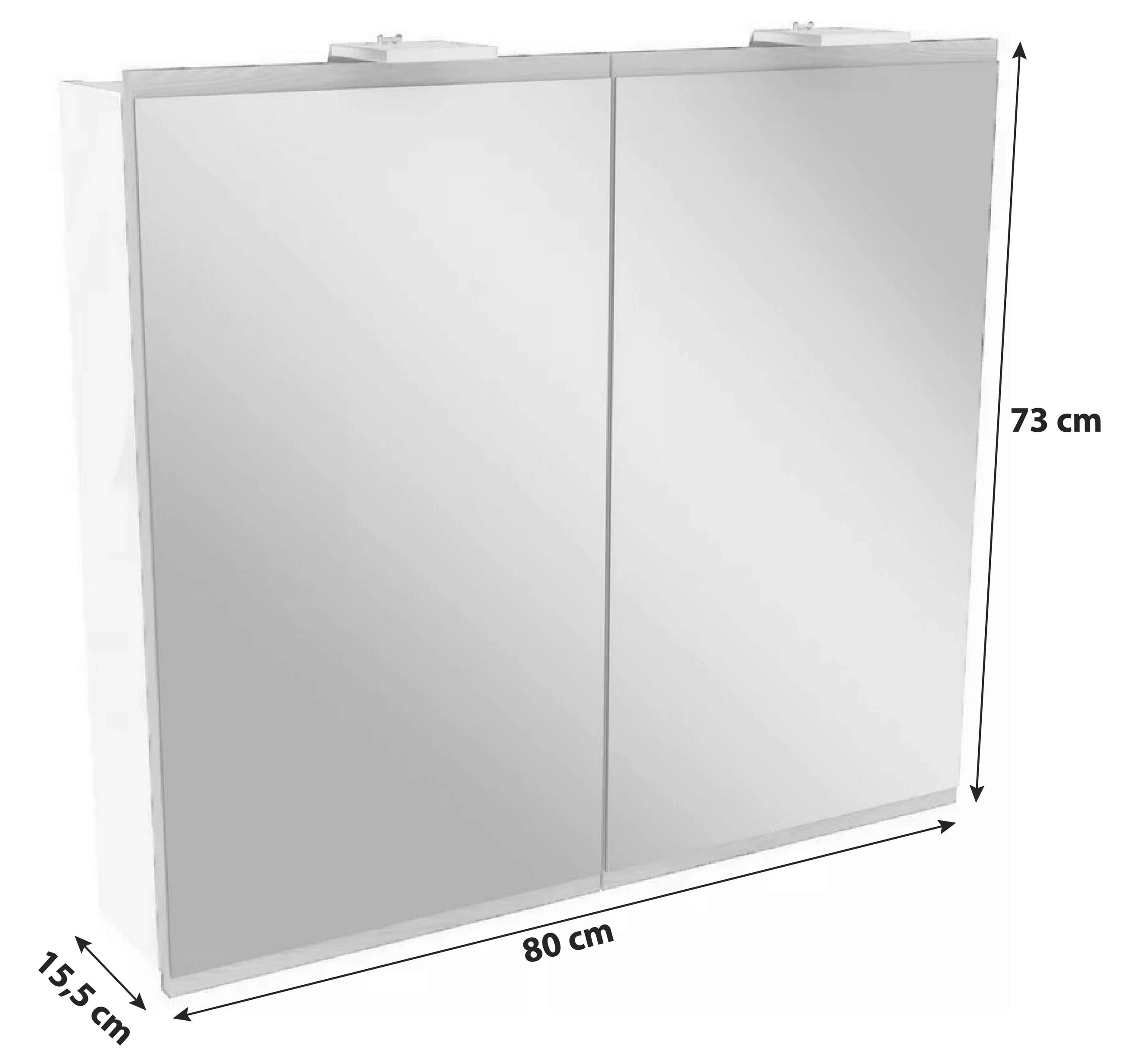 SPIEGELSCHRANK 80/73/15,5 cm  - Weiß, MODERN, Glas/Holzwerkstoff (80/73/15,5cm) - MID.YOU