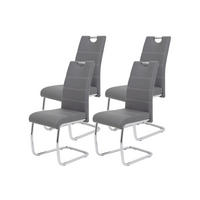 SCHWINGSTUHL-SET 4 Stück  in Stahl Lederlook  - Chromfarben/Weiß, MODERN, Textil/Metall (43/98/59cm) - MID.YOU