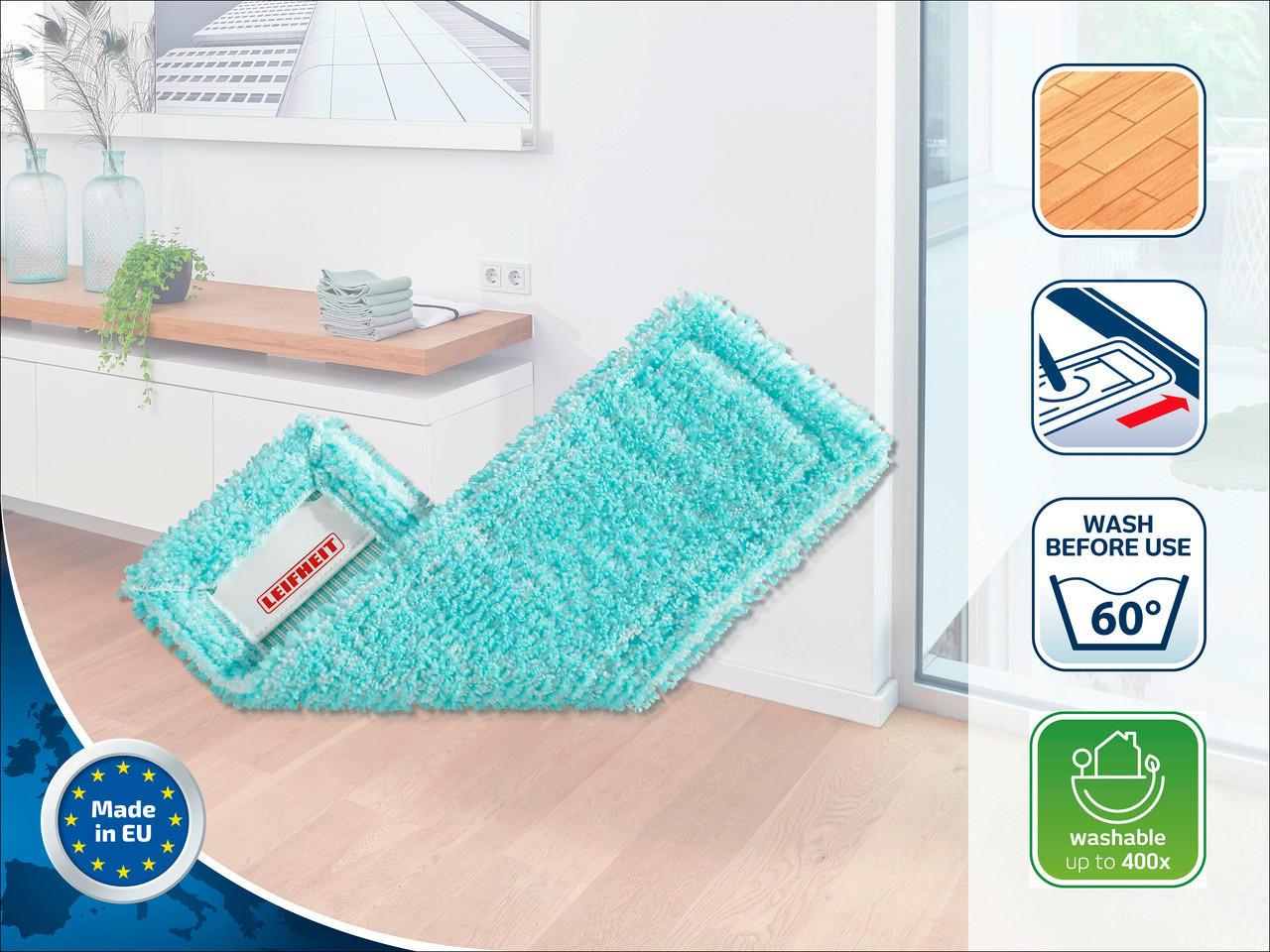 WISCHBEZUG PROFI XL SUPER SOFT  - Türkis, Basics, Textil (42cm) - Leifheit