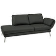 RÉCAMIERE in Echtleder Dunkelgrau  - Chromfarben/Dunkelgrau, Design, Leder/Metall (209/85-109/95-16cm) - Dieter Knoll