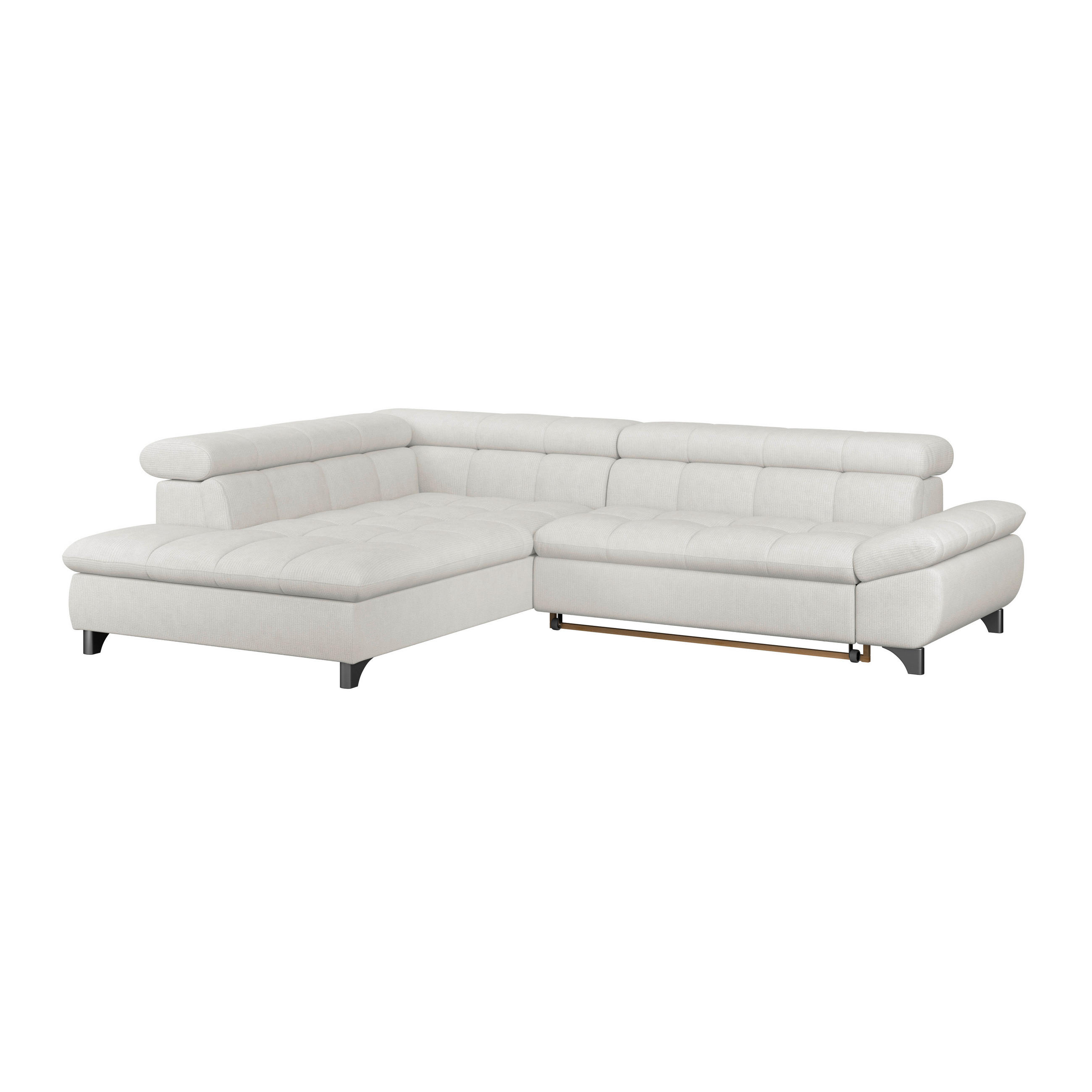 ECKSOFA Creme Chenille  - Chromfarben/Creme, KONVENTIONELL, Textil/Metall (234/312cm) - Livetastic