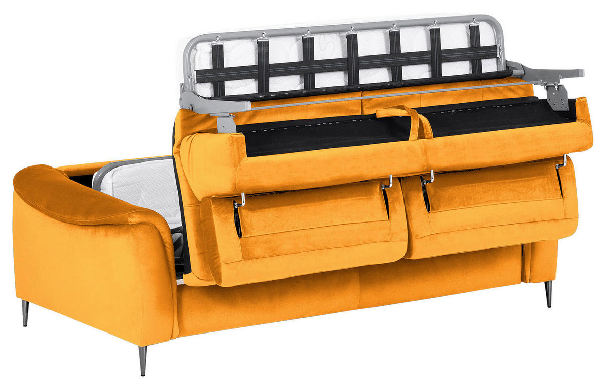 SCHLAFSOFA in Textil Gelb  - Chromfarben/Gelb, Design, Textil/Metall (203/77-98/103cm) - MID.YOU