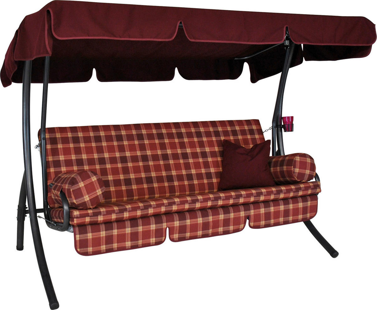 HOLLYWOODSCHAUKEL 210/160/145 cm  - Dunkelgrau/Bordeaux, Basics, Kunststoff/Textil (210/160/145cm) - Boxxx