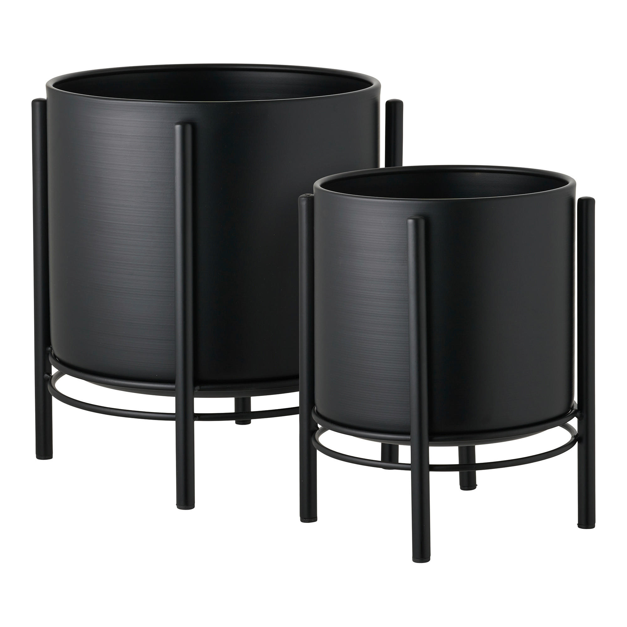 BLUMENTOPF-SET Schwarz  - Schwarz, Basics, Metall
