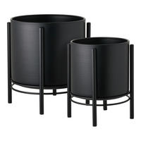 BLUMENTOPF-SET Schwarz  - Schwarz, Basics, Metall
