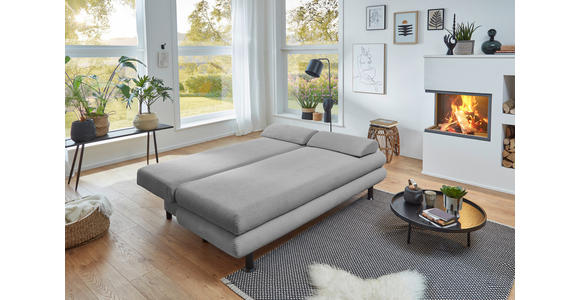 SCHLAFSOFA Cord Hellgrau  - Hellgrau/Schwarz, KONVENTIONELL, Kunststoff/Textil (196/77/92cm) - Carryhome