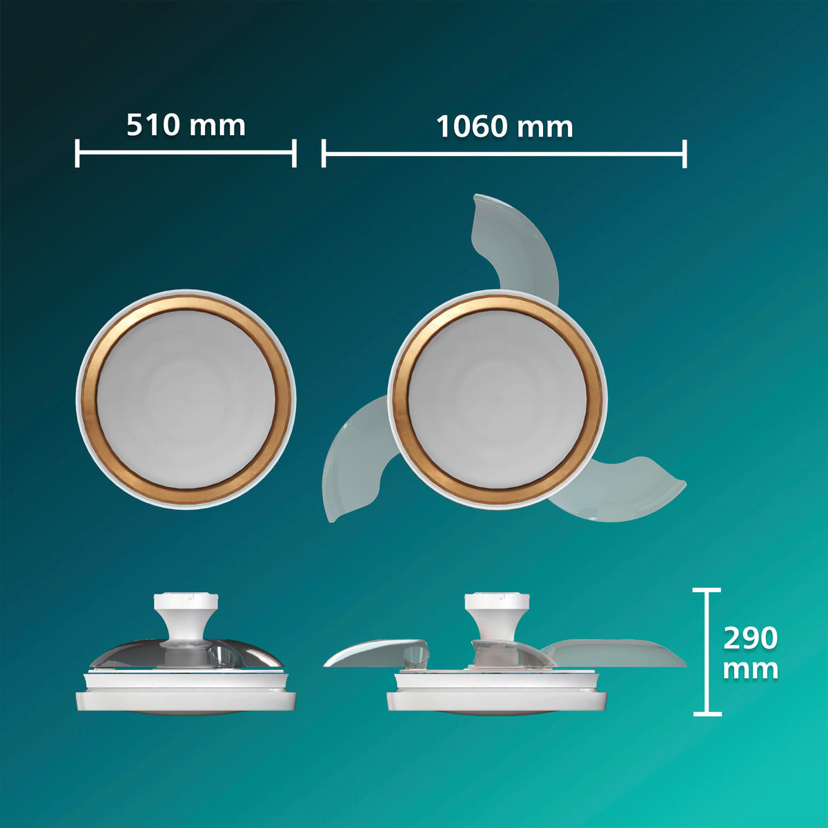 Deckenleuchte mit Ventilator 106/29/106 cm  - Weiß, Basics, Kunststoff (106/29/106cm) - Philips