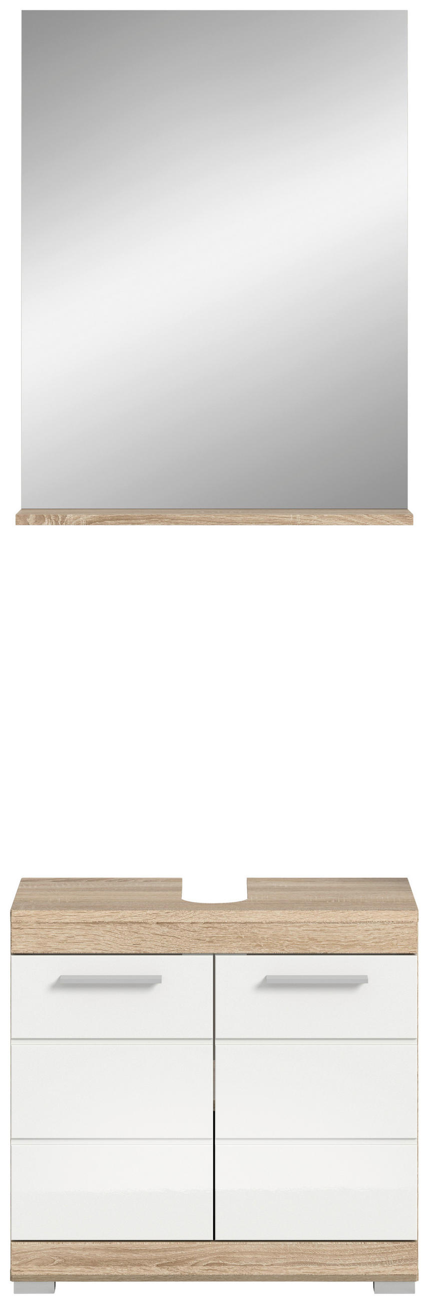 BADEZIMMER 2-teilig  in 60 cm  - Weiß Hochglanz/Silberfarben, MODERN, Glas/Holzwerkstoff (60cm) - MID.YOU