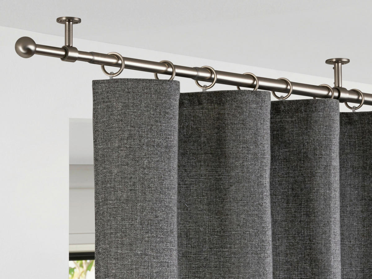 VORHANGSTANGENSET   - Grau Hochglanz, Basics, Metall (120/8/3.3cm)