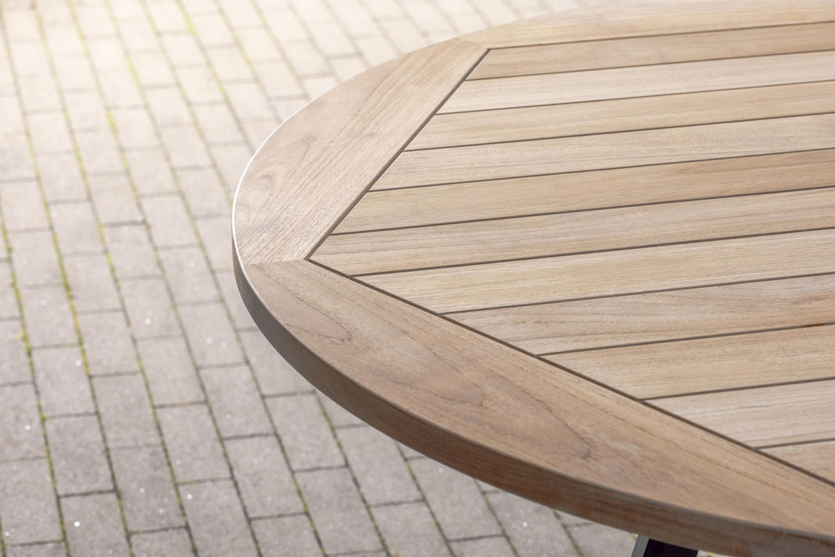GARTENTISCH 125/125/75,5 cm Holz rund  - Anthrazit/Teakfarben, Design, Holz/Metall (125/125/75,5cm)
