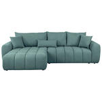 ECKSOFA in Velours Petrol  168/298 cm  - Petrol/Schwarz, KONVENTIONELL, Kunststoff/Textil (168/298cm) - Carryhome