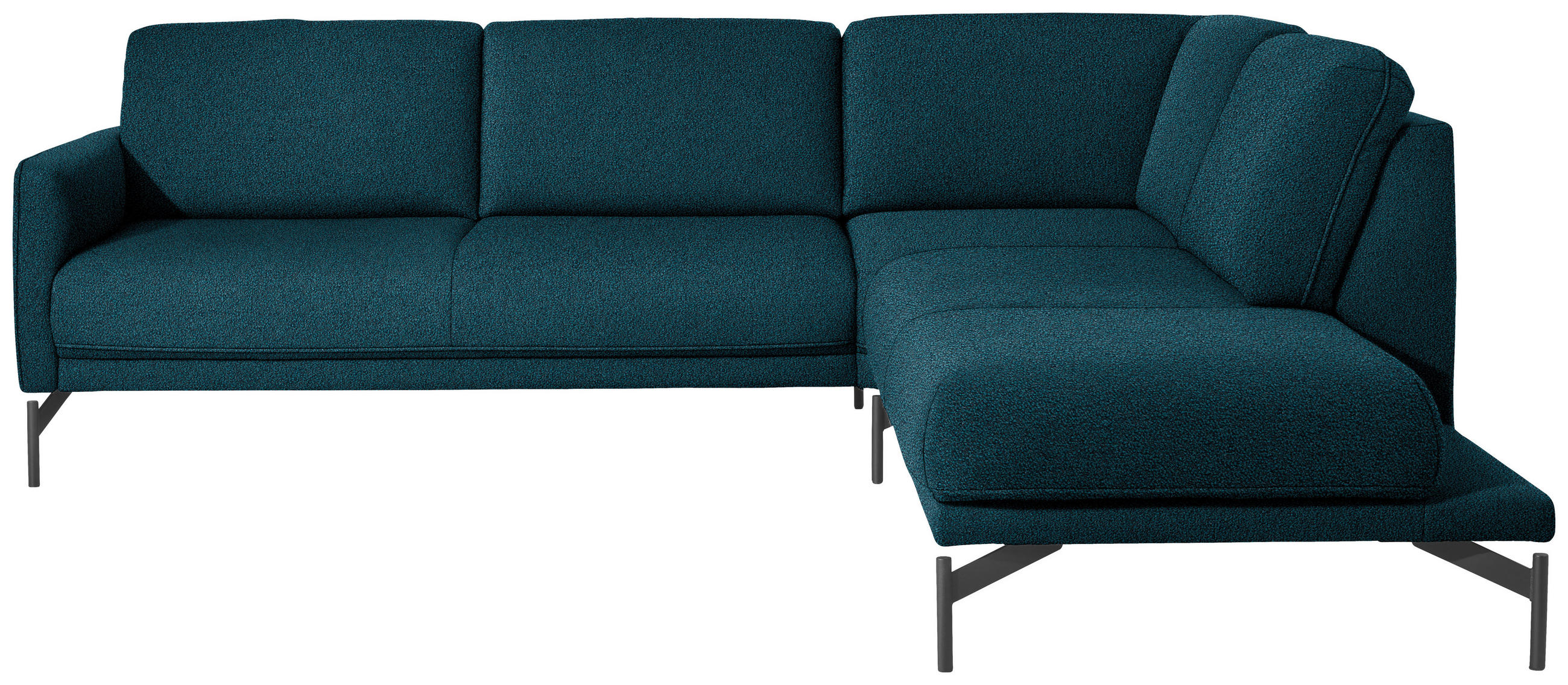 ECKSOFA in Flachgewebe, Struktur Petrol  254/230 cm  - Anthrazit/Petrol, Design, Textil/Metall (254/230cm) - Johann Jakob