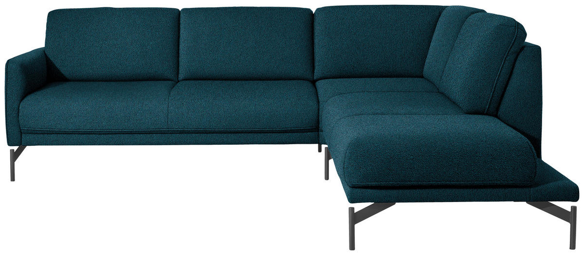 ECKSOFA in Flachgewebe, Struktur Petrol  254/230 cm  - Anthrazit/Petrol, Design, Textil/Metall (254/230cm) - Johann Jakob