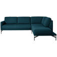 ECKSOFA in Flachgewebe, Struktur Petrol  - Anthrazit/Petrol, Design, Textil/Metall (254/230cm) - Ambiente