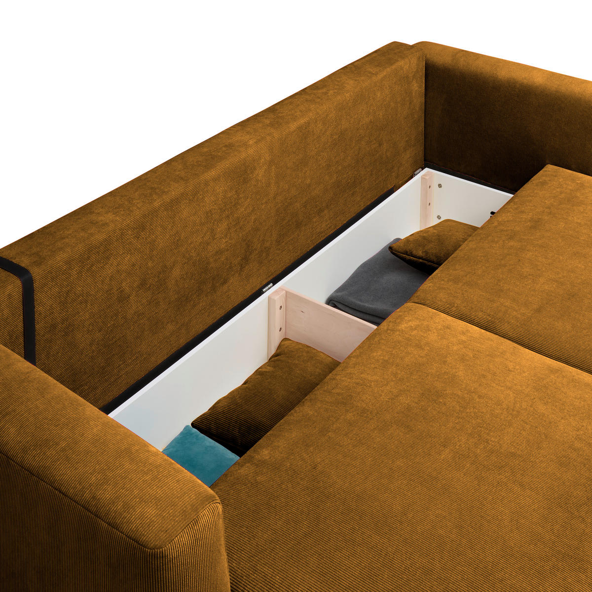 SCHLAFSOFA Cord Currygelb  - Currygelb/Schwarz, Design, Kunststoff/Textil (250/92/105cm) - Carryhome