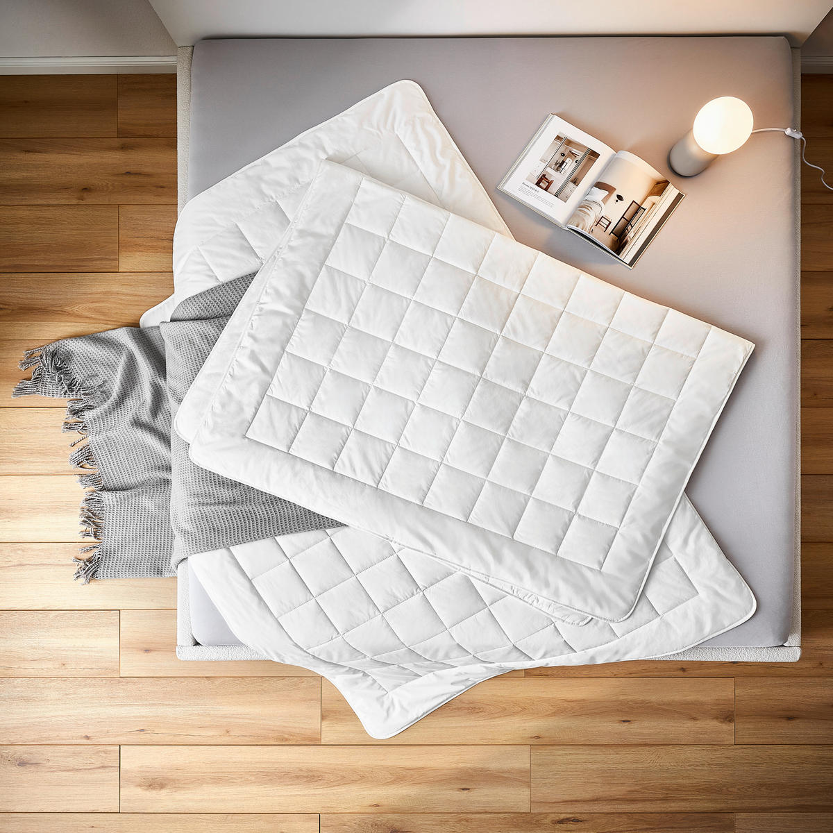 LETNÍ PŘIKRÝVKA, 135/200 cm, polyester, bambus - bílá, Basics, textil (135/200cm) - Billerbeck