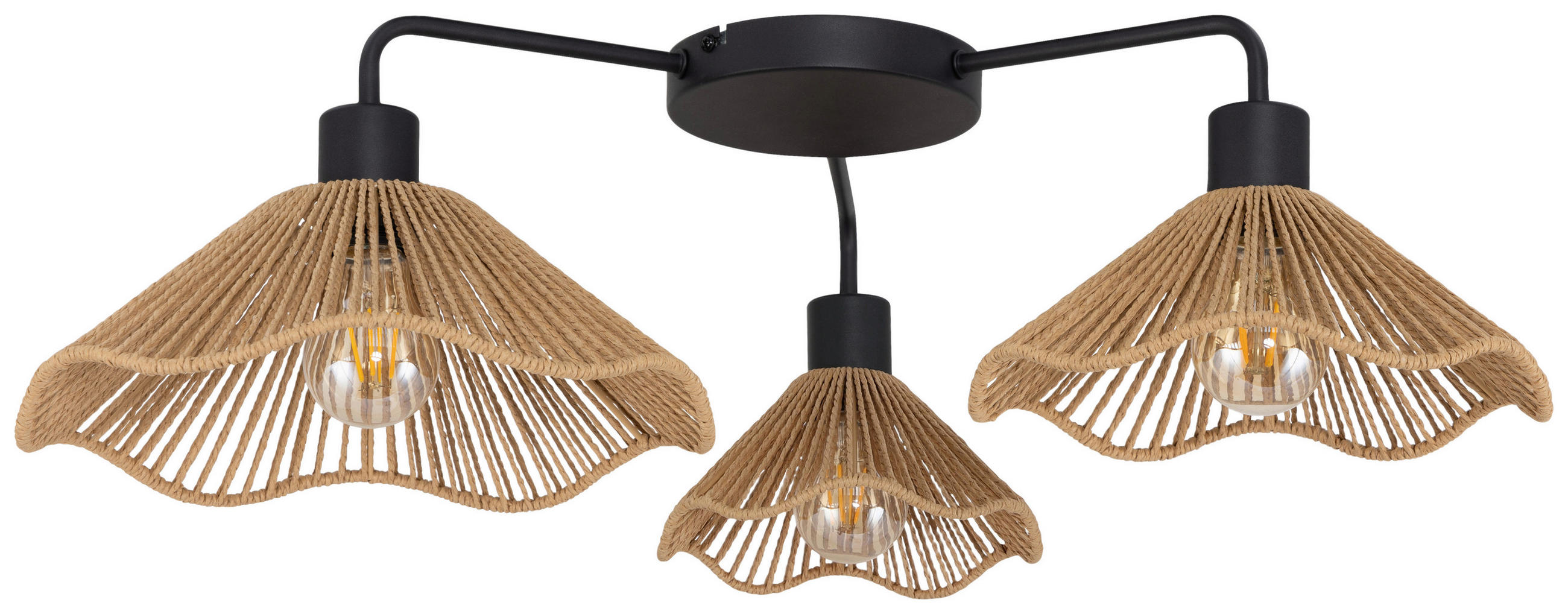 DECKENLEUCHTE 67.5/21.5 cm   - Schwarz/Naturfarben, Design, Papier/Metall (67.5/21.5cm) - Collet's Monde