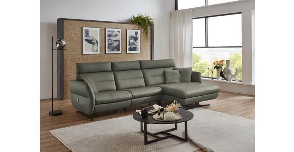 ECKSOFA in Echtleder Grau  300/157 cm  - Schwarz/Grau, Design, Leder/Metall (300/157cm) - Dieter Knoll