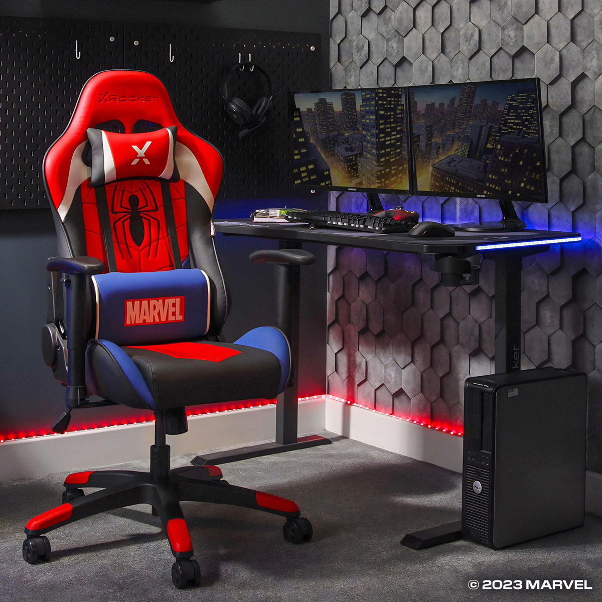 GAMINGSTUHL Rot, Schwarz, Weiß, Royalblau Kunststoff, Leder, Stein   - Blau/Royalblau, MODERN, Leder/Kunststoff (55/113-117/62,5cm) - X Rocker