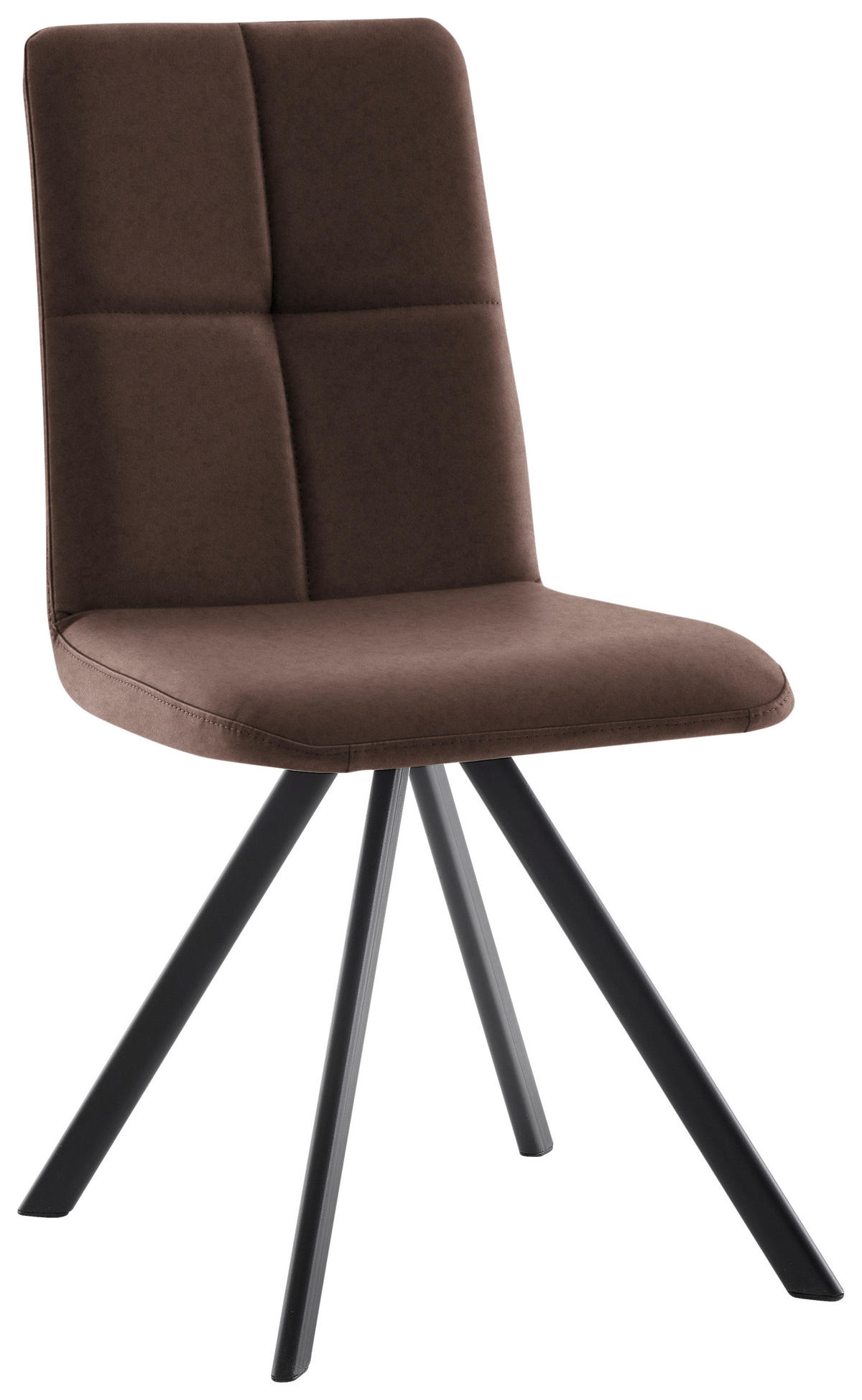 STUHL  in Eisen Lederlook, Mikrofaser Metall, Textil  - Hellbraun/Schwarz, MODERN, Textil/Metall (47/92/60cm) - Cantus