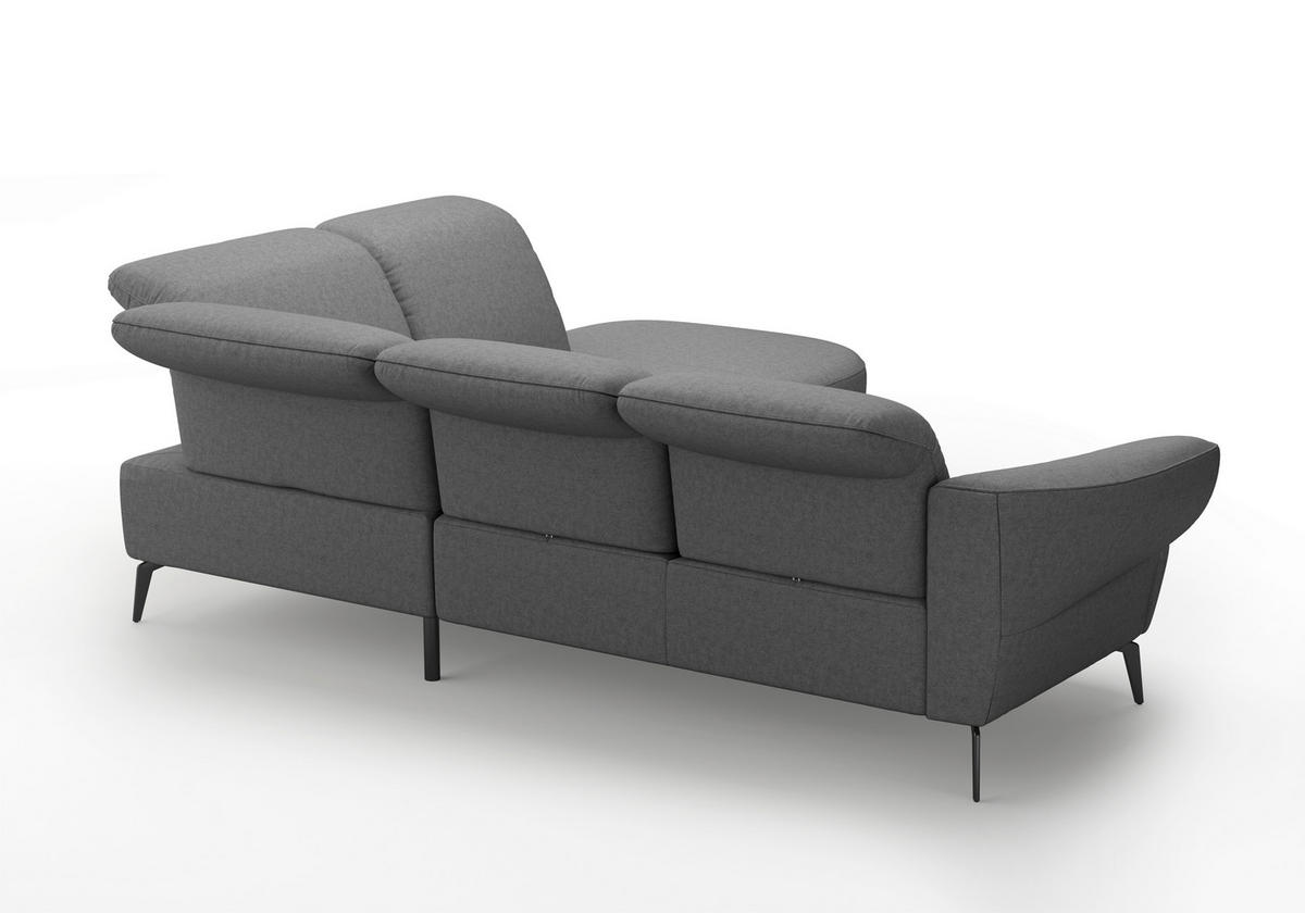 ECKSOFA in Flachgewebe Dunkelgrau  - Dunkelgrau/Schwarz, Modern, Textil/Metall (302/270cm) - Sit & More