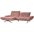 ECKSOFA  in Teddystoff Altrosa  170-195/280 cm  - Schwarz/Altrosa, Design, Textil/Metall (170-195/280cm) - Dieter Knoll