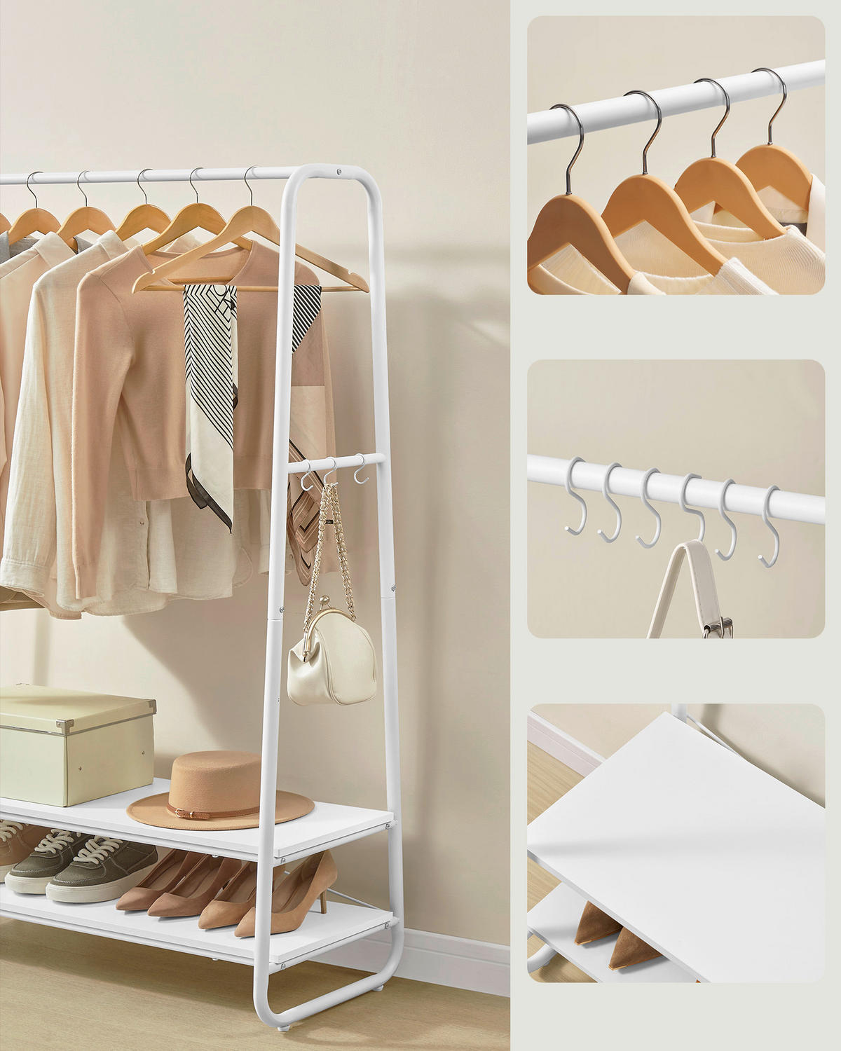 ŠATNÍ SKŘÍŇ, bílá, 100/160/45 cm - bílá, Basics, kov/kompozitní dřevo (100/160/45cm)