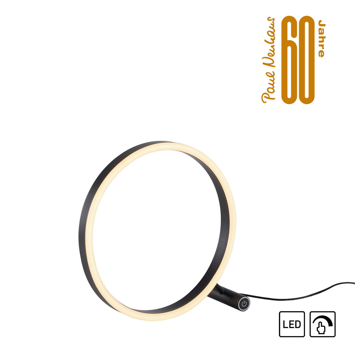 STOLNÍ LED LAMPA, dotykový stmívač, 28,5/10/28 cm - antracitová, Trend, kov/plast (28,5/10/28cm)