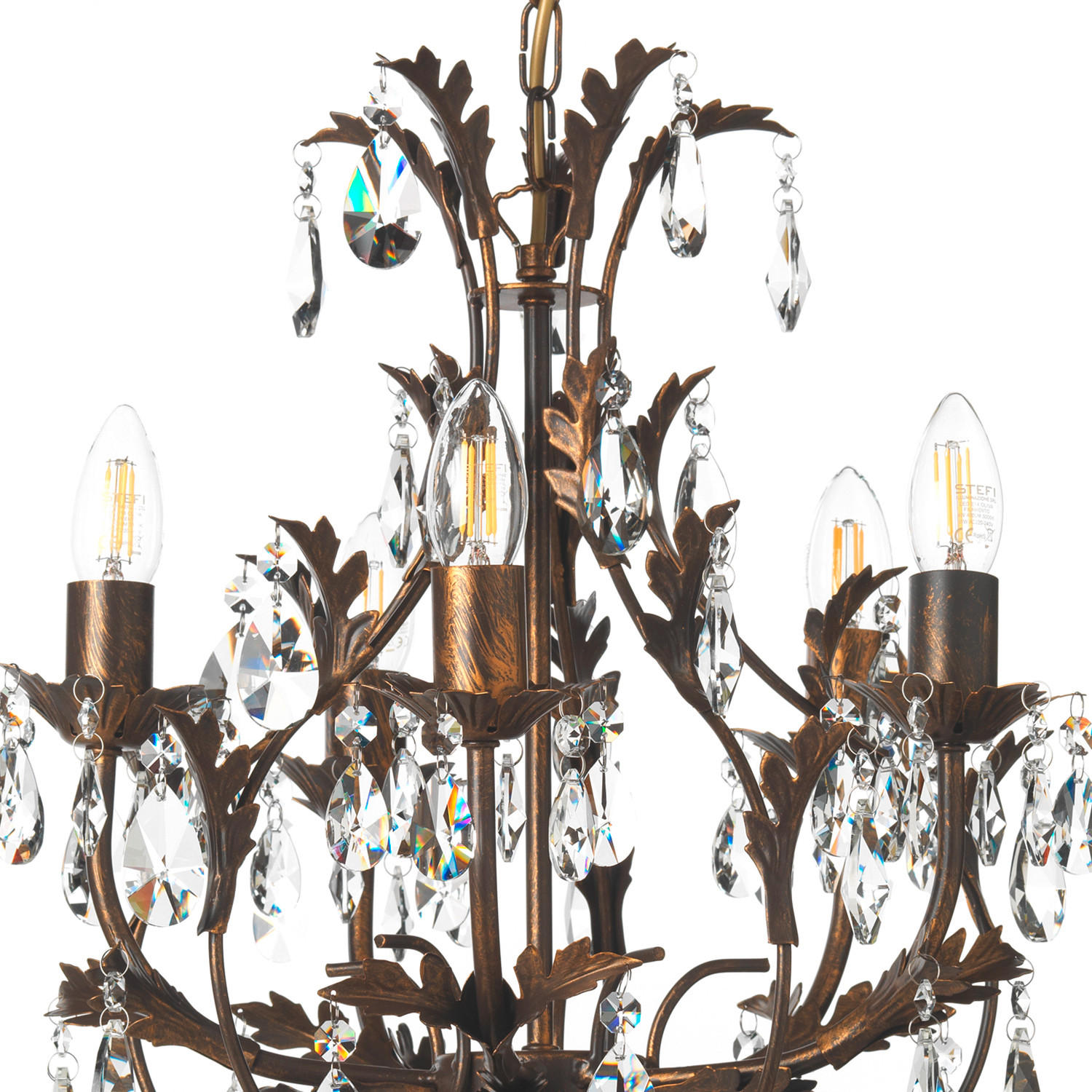 KRISTALL-HÄNGELEUCHTE 42/80 cm   - Bronzefarben, KONVENTIONELL, Glas/Metall (42/80cm)