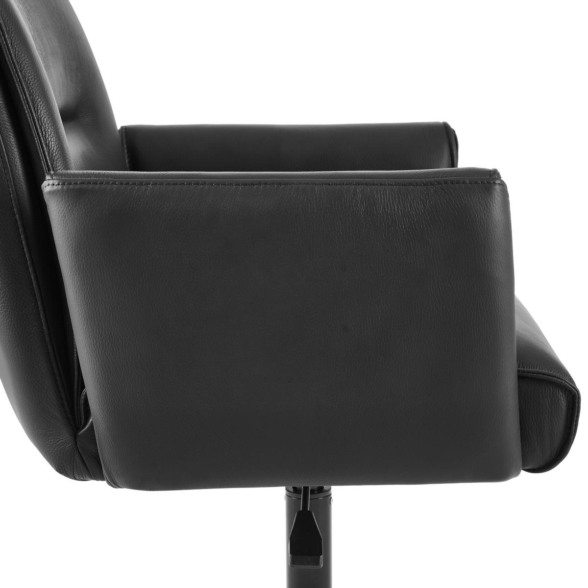 ARMLEHNSTUHL  in Aluminium Echtleder pigmentiert  - Schwarz, MODERN, Leder/Metall (61/86-93/66cm) - Novel