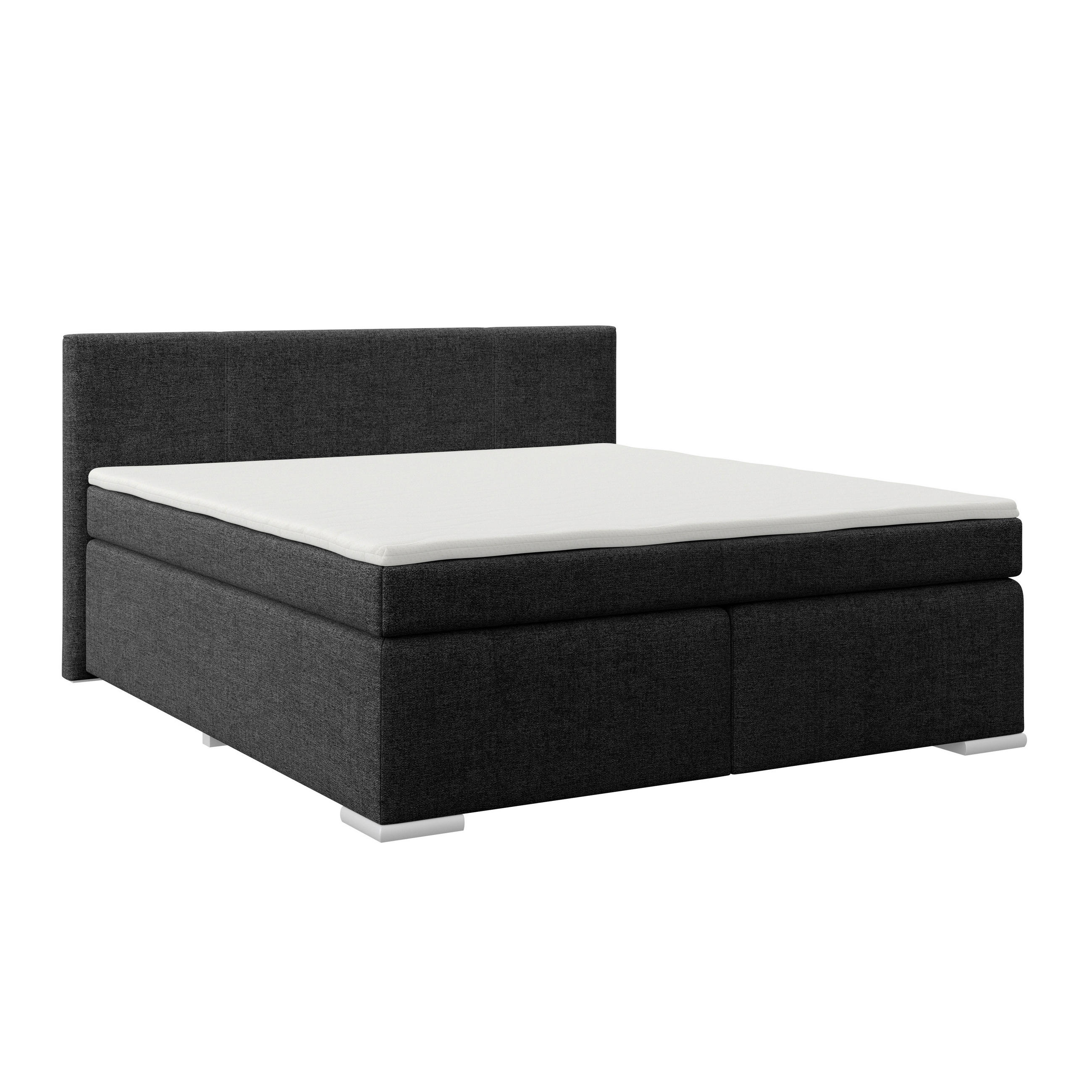 BOXSPRINGBETT 180/200 cm  in Schwarz  - Alufarben/Schwarz, Basics, Kunststoff/Textil (180/200cm) - Boxxx
