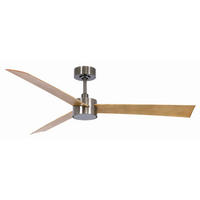 DECKENVENTILATOR - Teakfarben/Nickelfarben, Trend, Kunststoff/Metall (132cm) - P & B