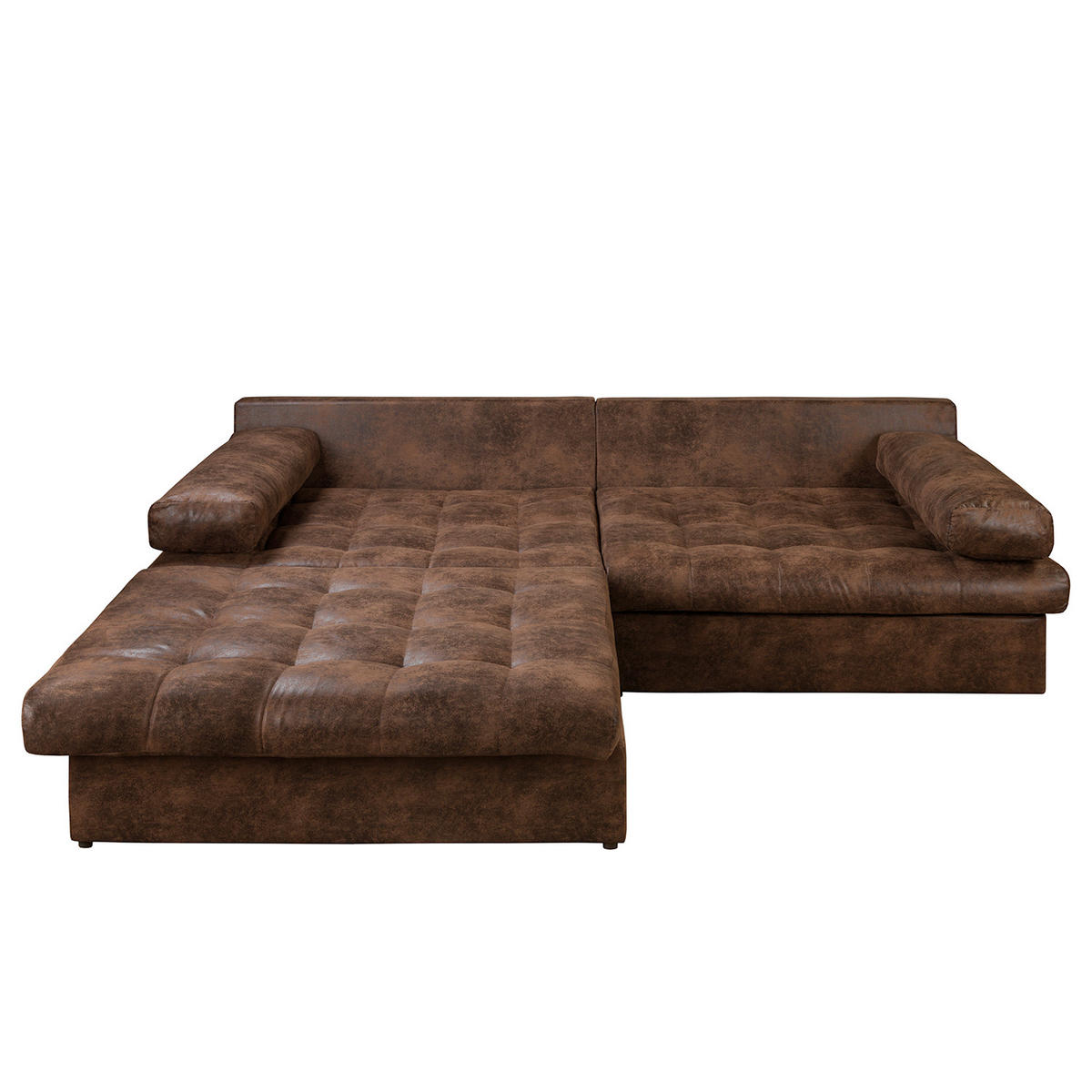 ECKSOFA Lederlook Dunkelbraun  - Dunkelbraun/Schwarz, Design, Kunststoff/Textil (243/284cm) - P & B